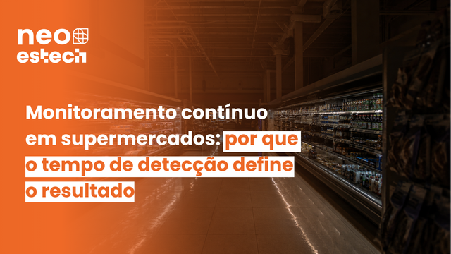 Corredor de refrigeração de supermercado vazio à noite — monitoramento contínuo supermercado